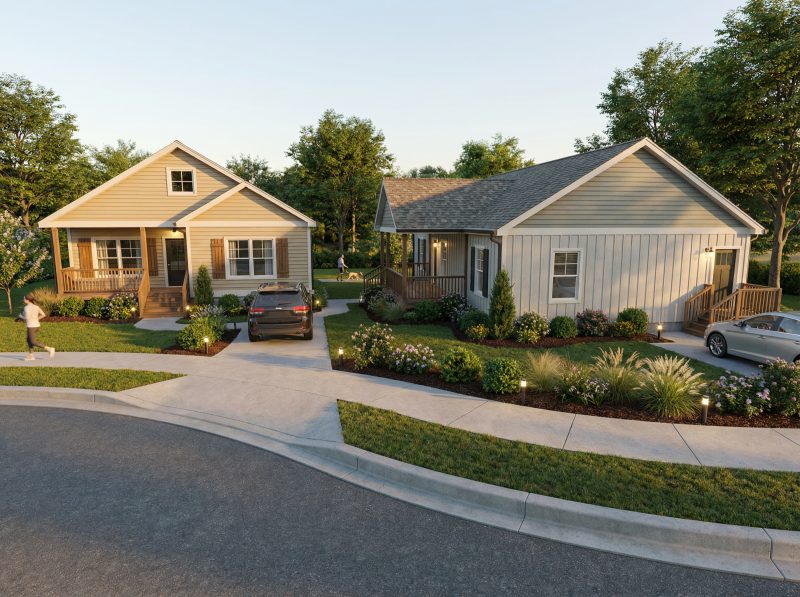 Rendering of two Habitat for Humanity homes on the Davies Street cul-de-sac