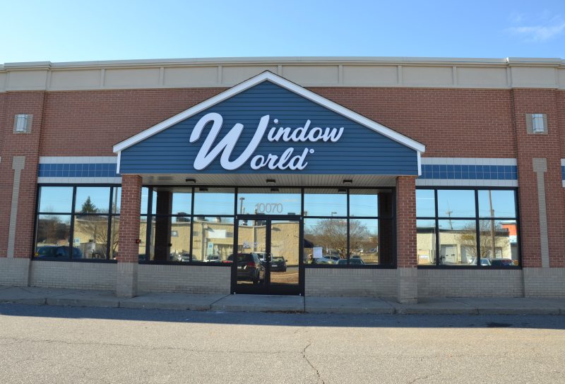 Window World storefront with the new entry canopy and signage